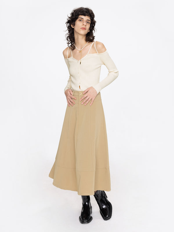 cubic A-line Maxi Skirt Purple