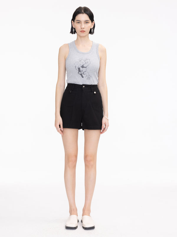 Cubic A-line Mini Shorts Black