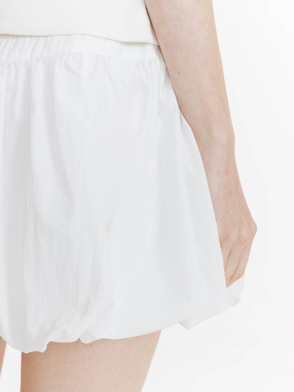 Cubic A-line Pleated Patchwork Bud Skirt White