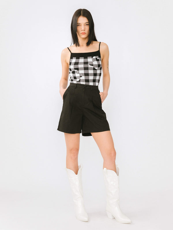 Cubic A-line Pleated Tailored Shorts Black