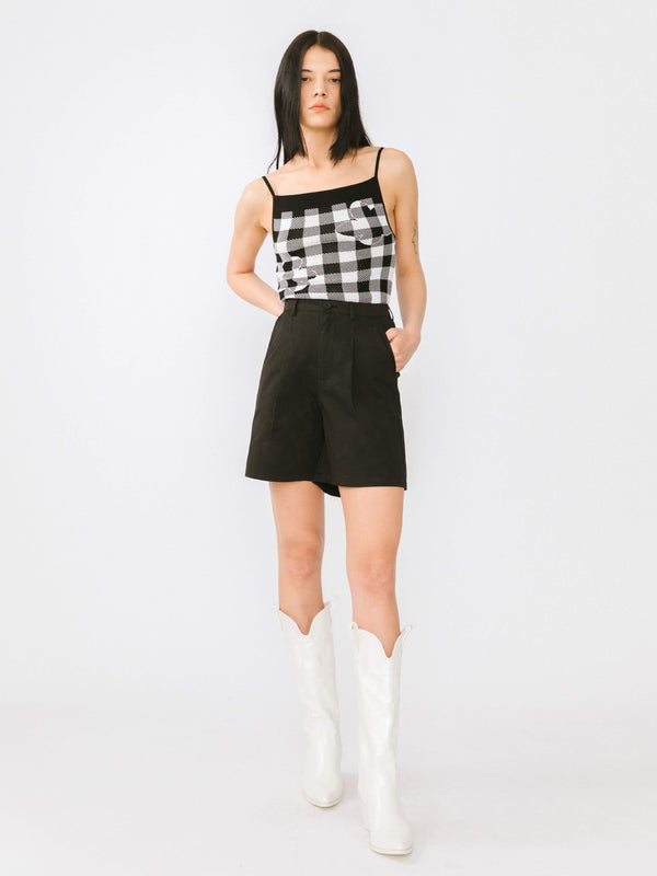 cubic A-line Pleated Tailored Shorts Black