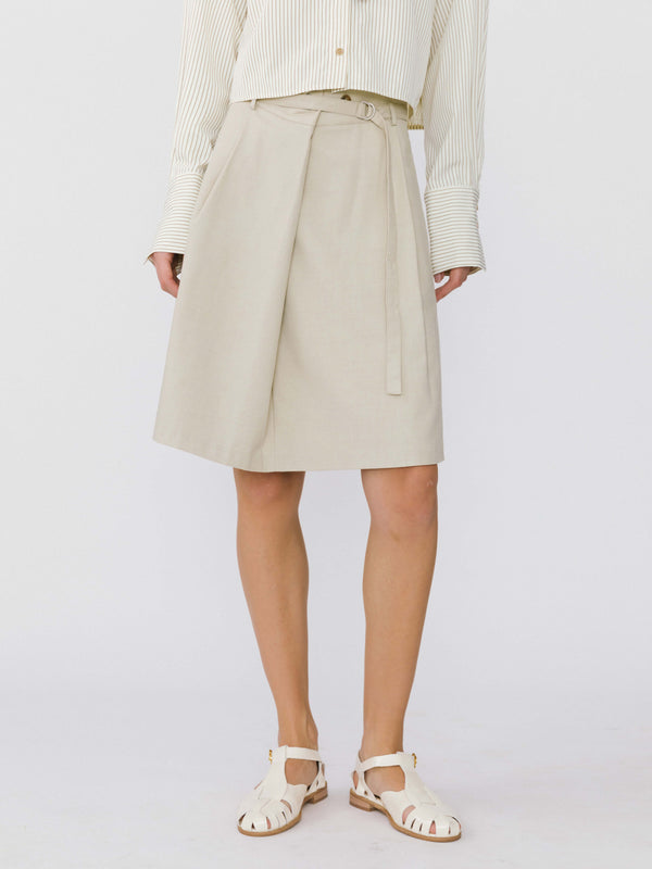 Cubic A-line Round Skirt With Wool Blend Lavender