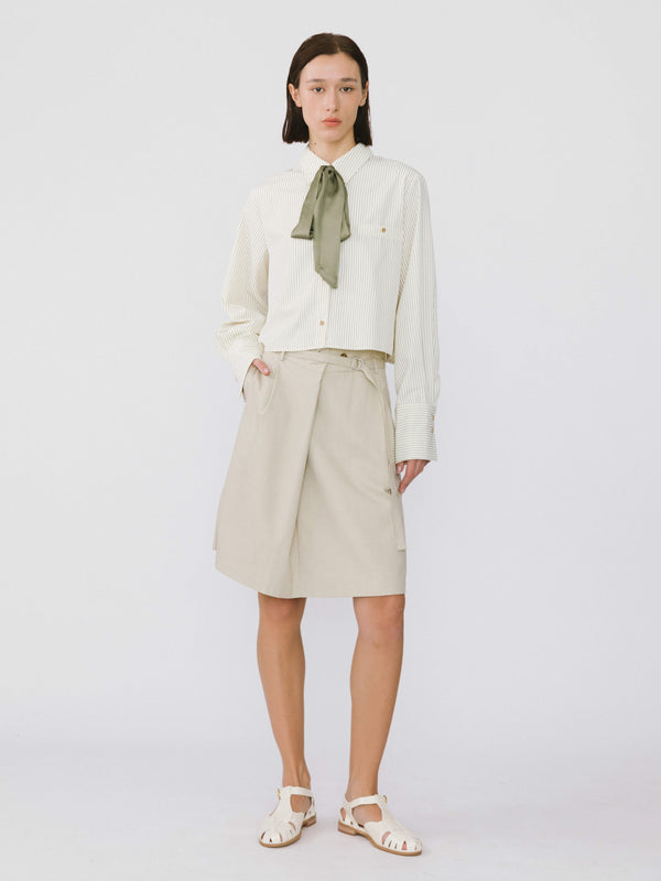 cubic A-line Round Skirt with Wool Blend Lavender