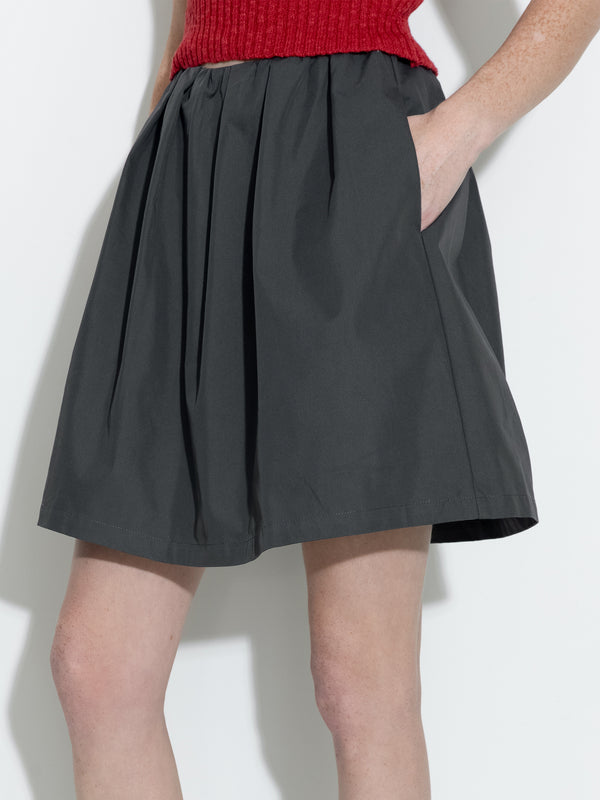 Cubic A-line Skirt With Cotton Blend DimGray