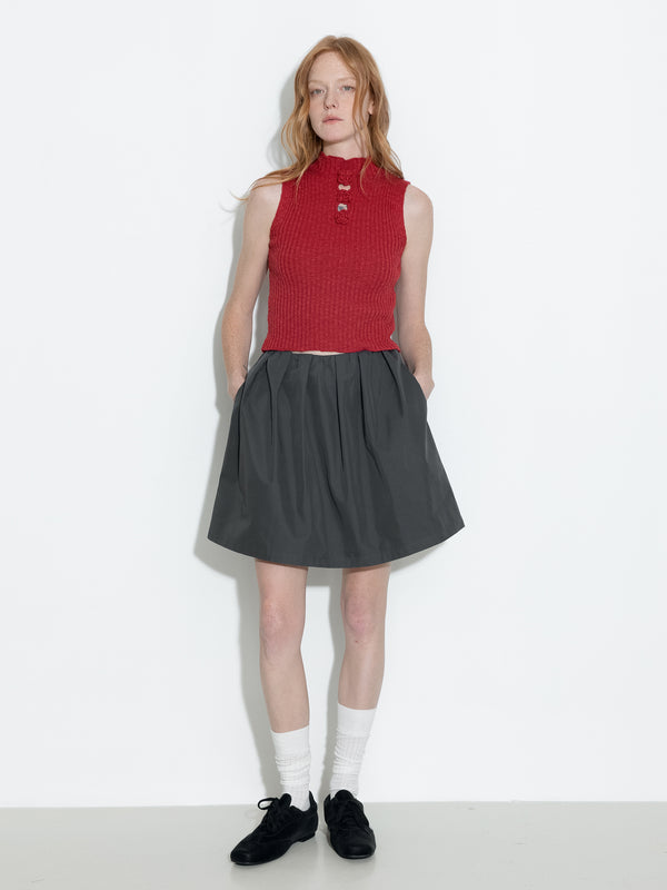 Cubic A-line Skirt With Cotton Blend DimGray