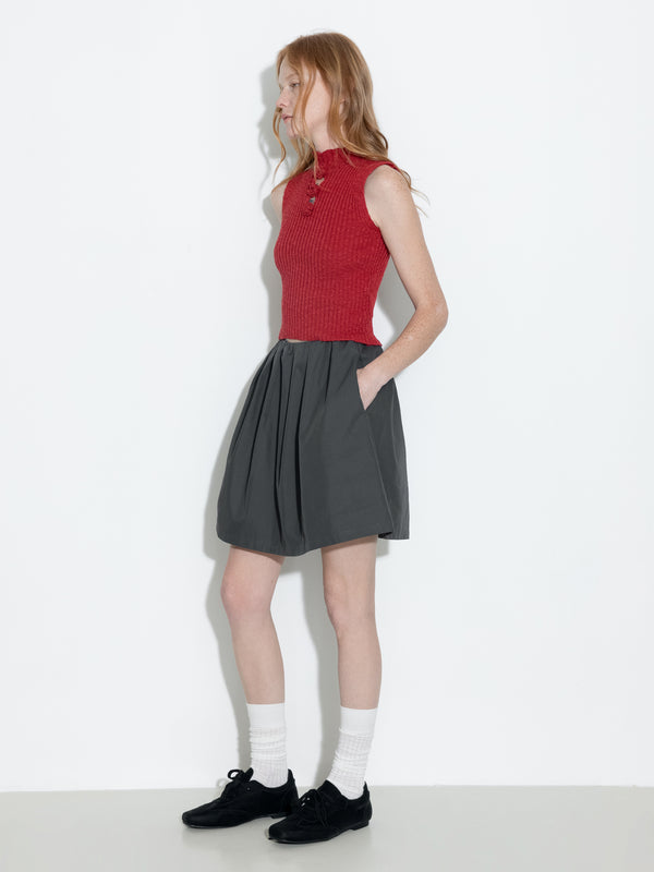 Cubic A-line Skirt With Cotton Blend DimGray