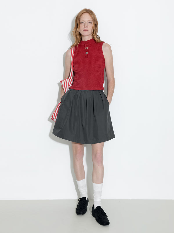 cubic A-line Skirt with Cotton blend DimGray