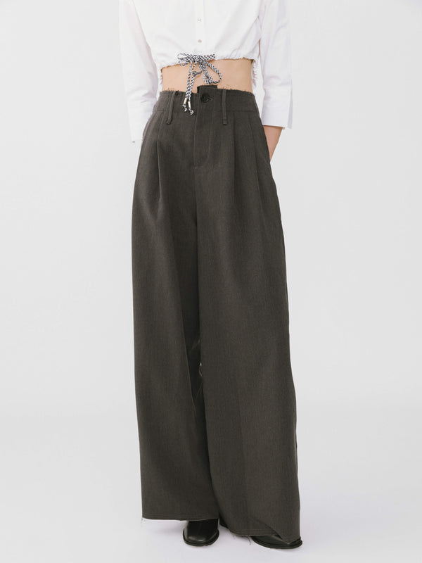Cubic Asymmetric Waistband Tailored Trousers Black