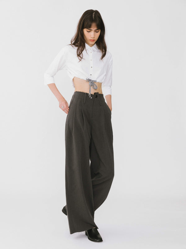 cubic Asymmetric Waistband Tailored Trousers Black