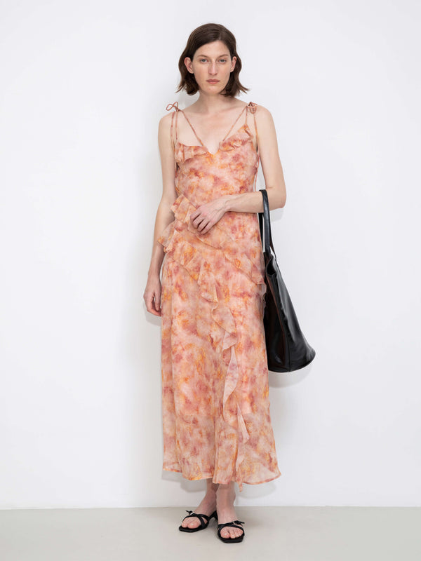 Cubic Asymmetrical Floral Print Cami Dress Pink