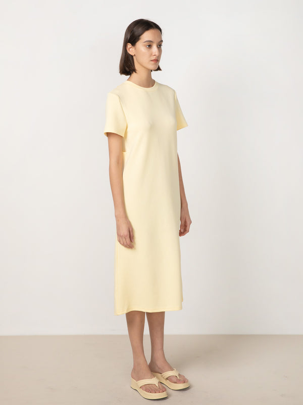Cubic Back Cut Out Jersey Dress Yellow