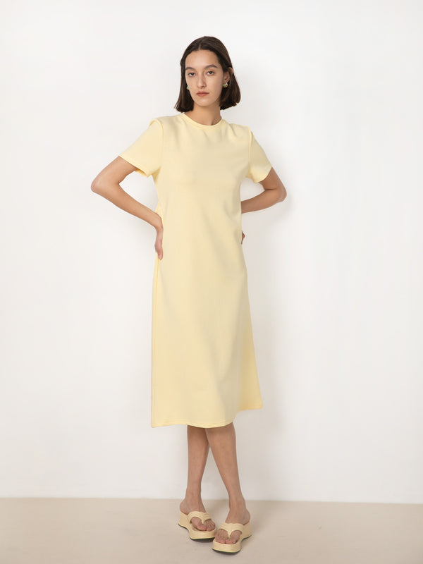 cubic Back Cut Out Jersey Dress Yellow