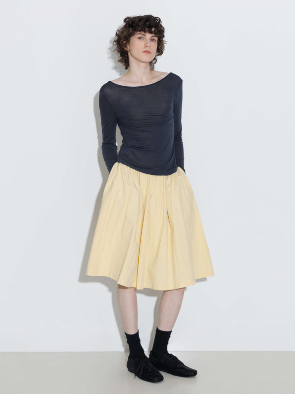 cubic Backless Deep U-Neck Sheer Knit Top White