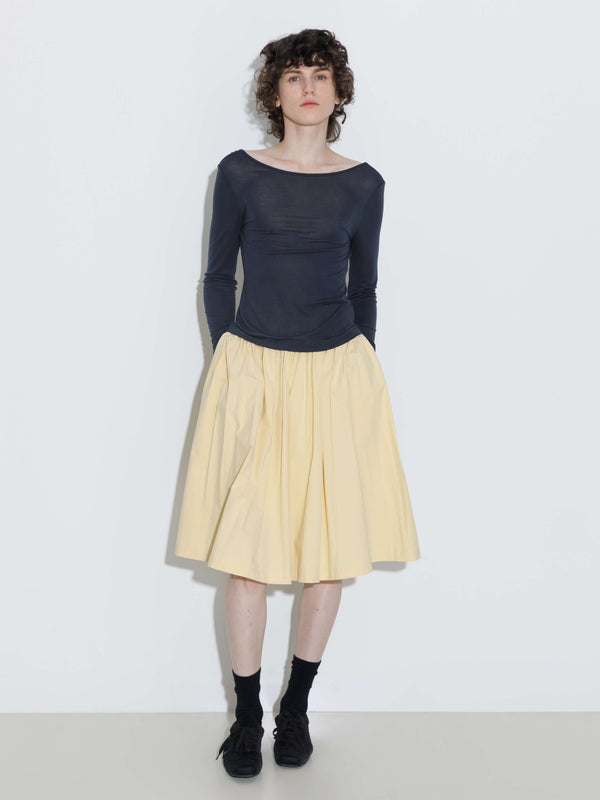 Cubic Backless Deep U-Neck Sheer Knit Top White