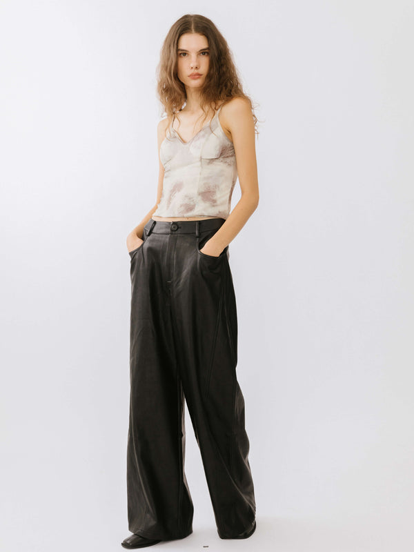 Cubic Baggy Wide Leg Trousers Black