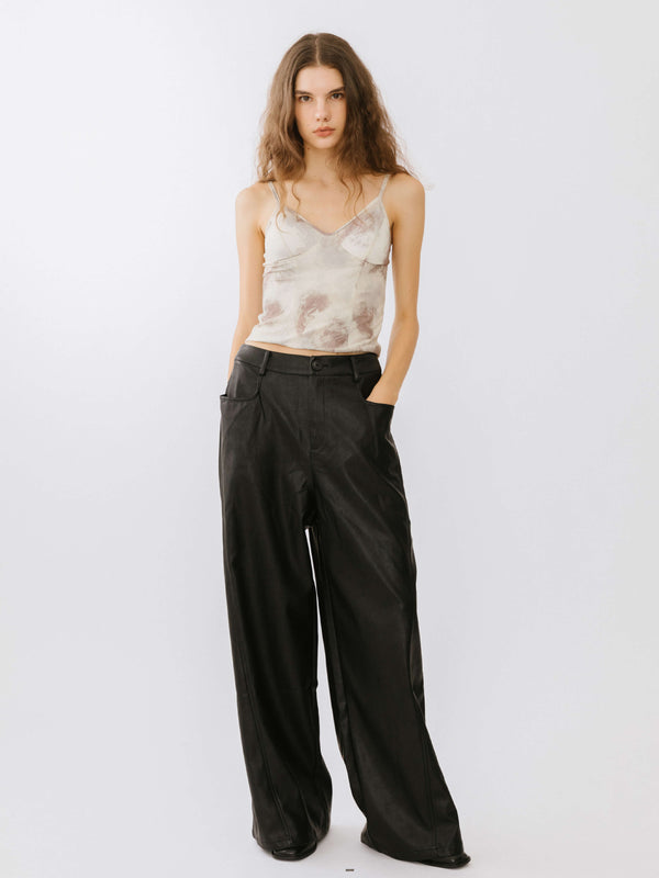 cubic Baggy Wide Leg Trousers Black
