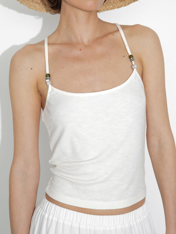 Cubic Beaded Slim Fit Cami Top DarkGray