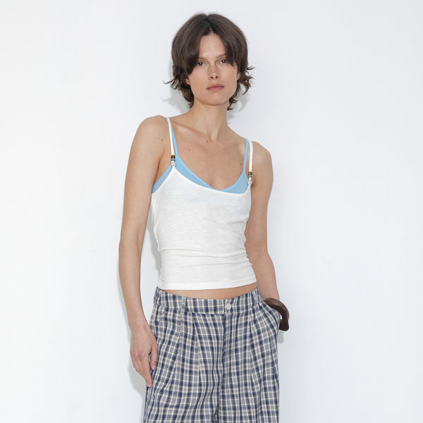 Cubic Beaded Slim Fit Cami Top DarkGray