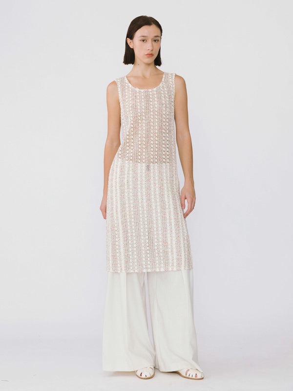 Cubic Beige Knitted Mesh Sleeveless Dress Beige