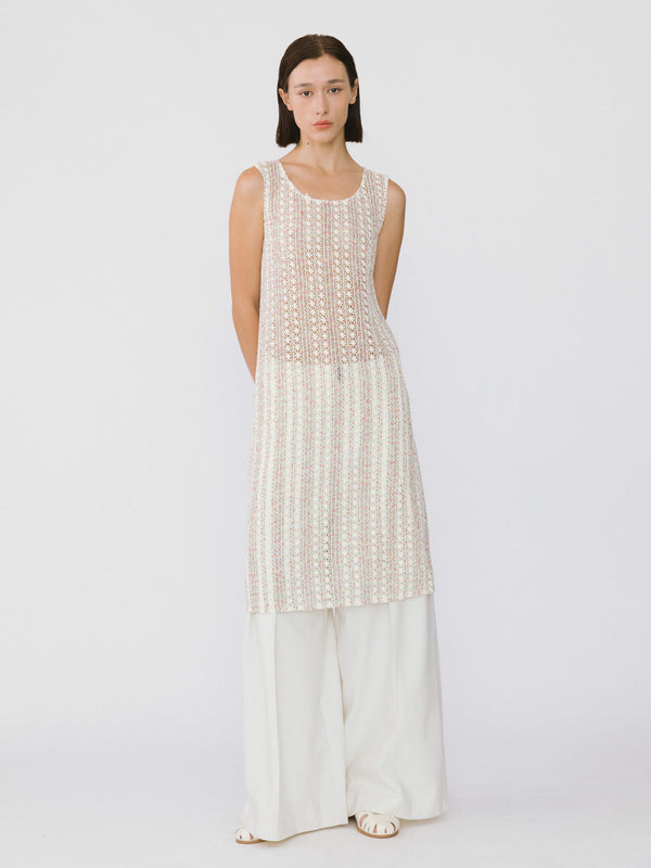 cubic Beige Knitted Mesh Sleeveless Dress Beige