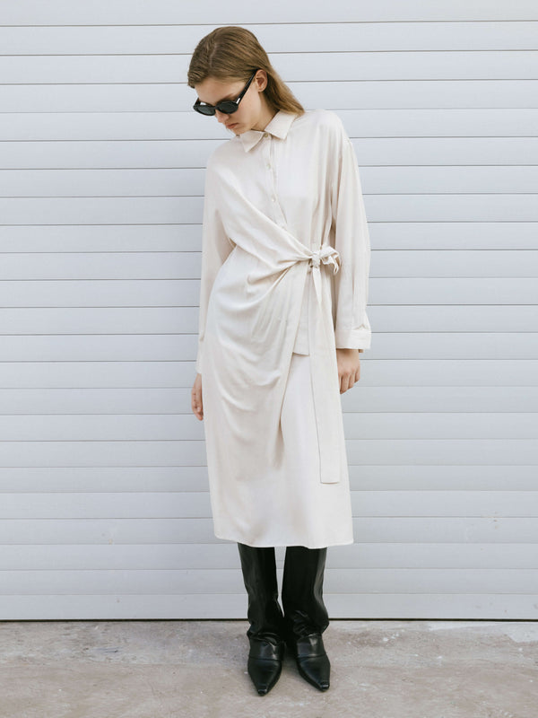 Cubic Beige Knotted Midi Dress Beige