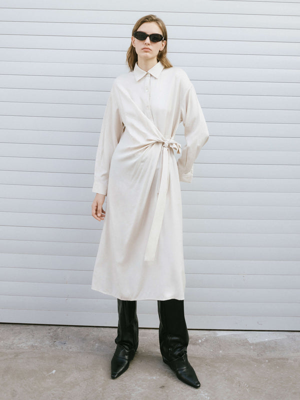 Cubic Beige Knotted Midi Dress Beige