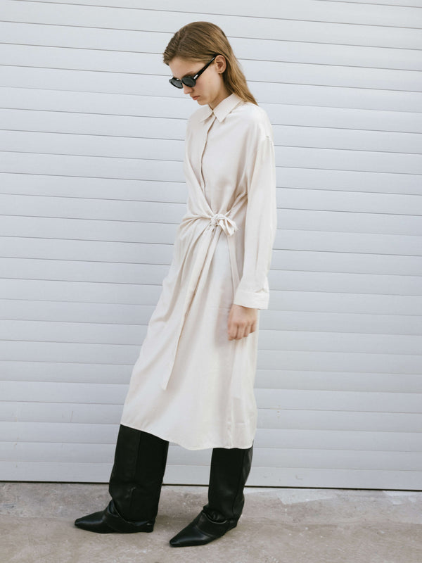 Cubic Beige Knotted Midi Dress Beige