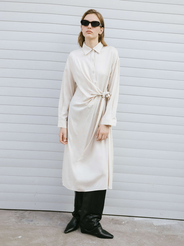 cubic Beige Knotted Midi Dress Beige