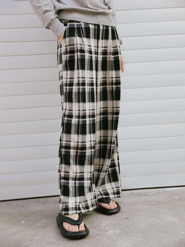 Cubic Black Checked Straight Trousers Black