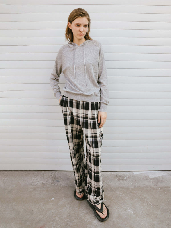 Cubic Black Checked Straight Trousers Black