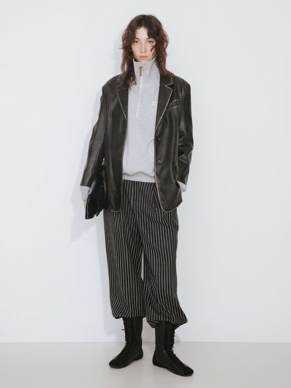 Cubic Black Faux Leather Tailored Suit Black