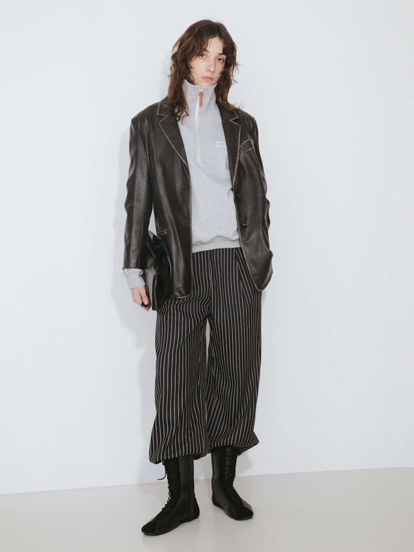 cubic Black Faux Leather Tailored Suit Black