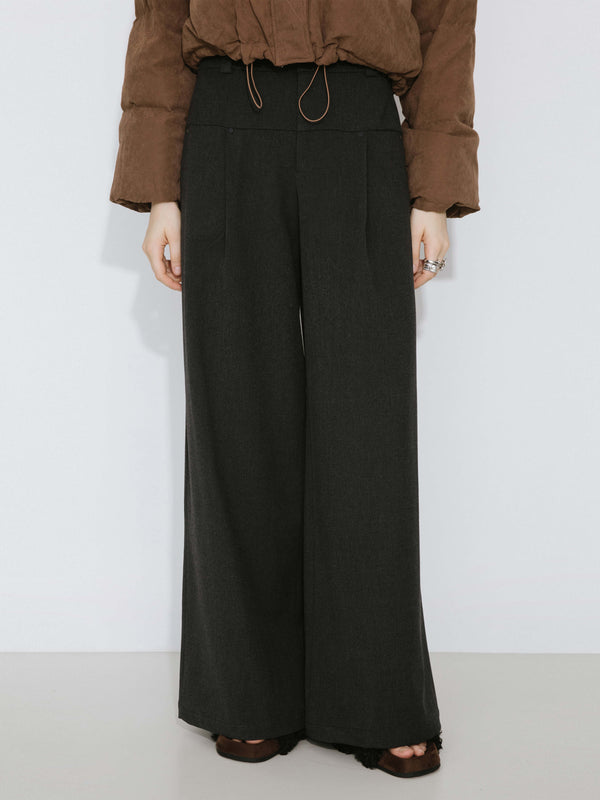 Cubic Black Slim Wide Leg Trousers Black