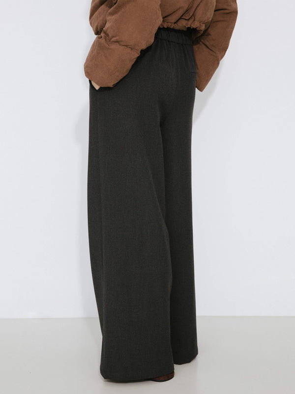 Cubic Black Slim Wide Leg Trousers Black