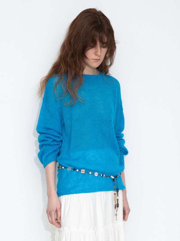 Cubic Blue Oversized Open-Knit Sweater Blue