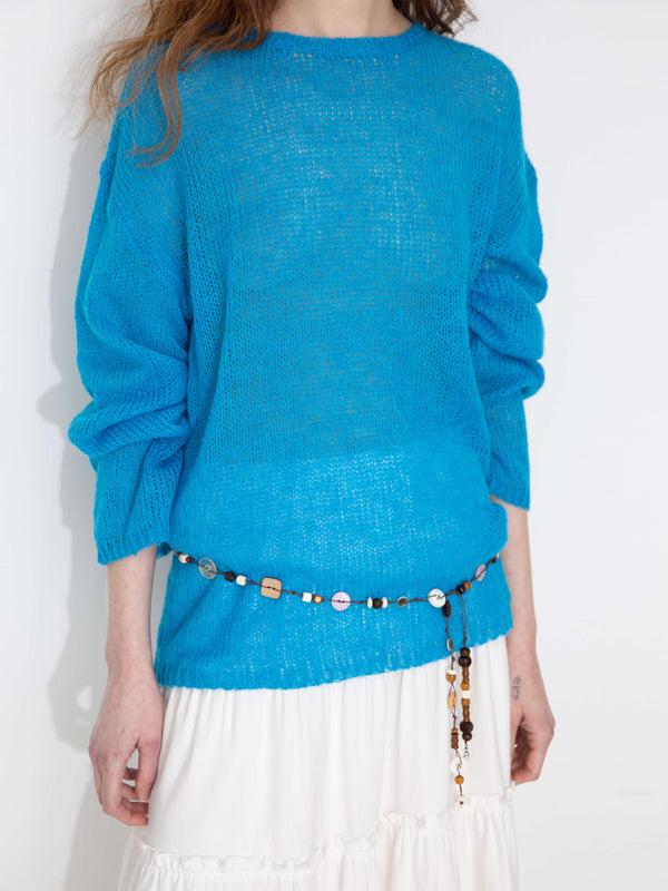 Cubic Blue Oversized Open-Knit Sweater Blue