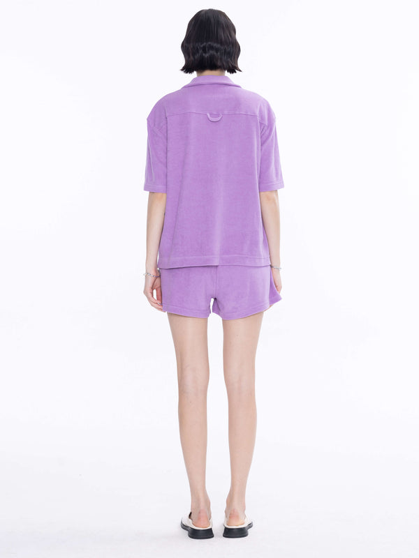 Cubic Bone And Bow Embroidered Pyjamas Set Purple