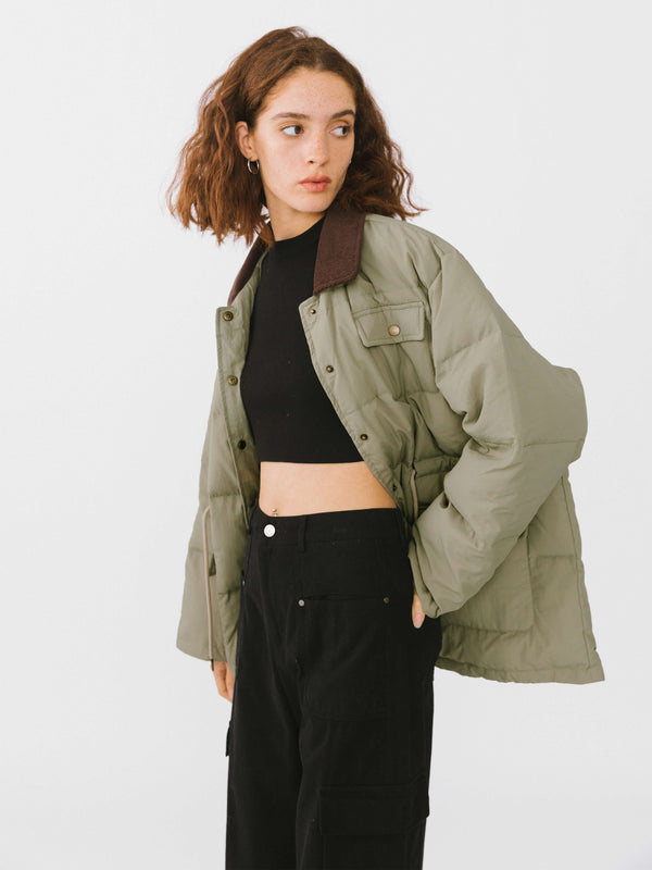 Cubic Cargo Down Coat Green