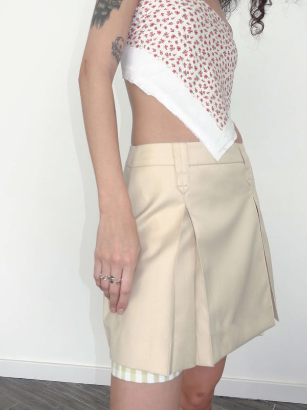 Cubic Checkered Peekaboo Mini Skirt Yellow