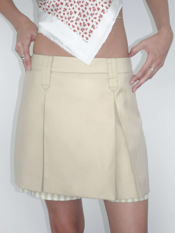 cubic Checkered Peekaboo Mini Skirt Yellow