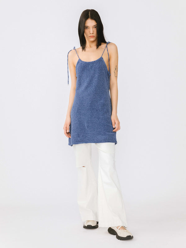 Cubic Chenille Knitted Adjustable Cami Top Blue