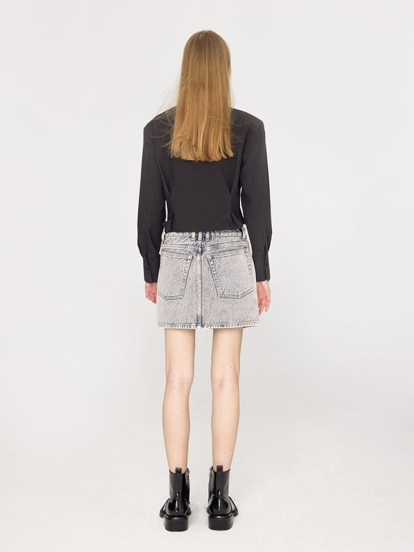 Cubic Cinched Waist Cropped Shirt Black