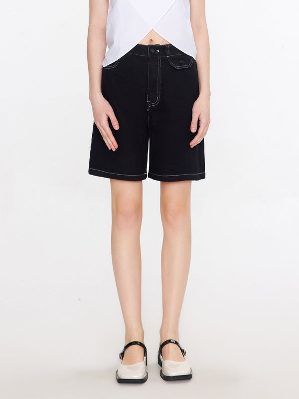 cubic Classic Denim Mini Shorts Wheat