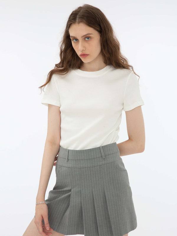 cubic Classic Fit Crew Neck Cotton T-Shirt Purple