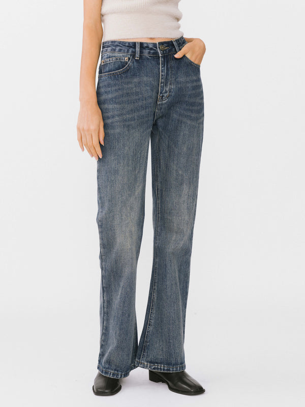 cubic Classic Straight Leg Denim Jeans Denim Blue