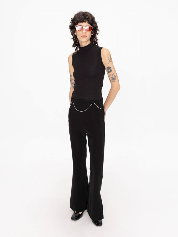 cubic Classic Tailored Flared Trousers Black