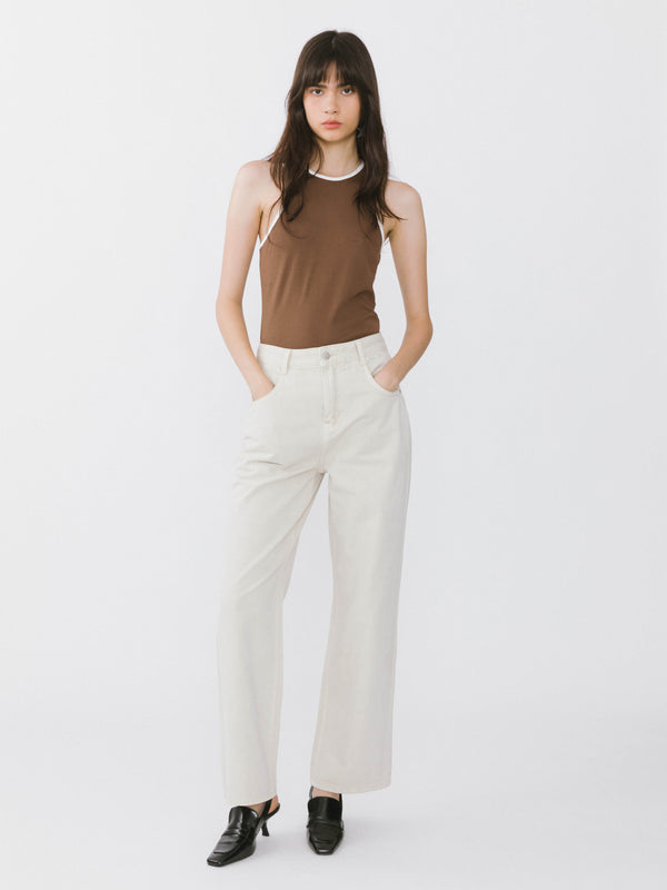 Cubic Contrast Cutaway Tank Top White