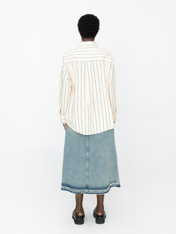 Cubic Corset Cup Striped Shirt Light Blue