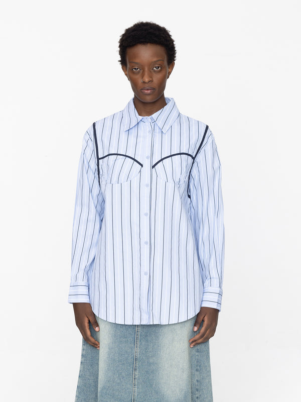 Cubic Corset Cup Striped Shirt Light Blue