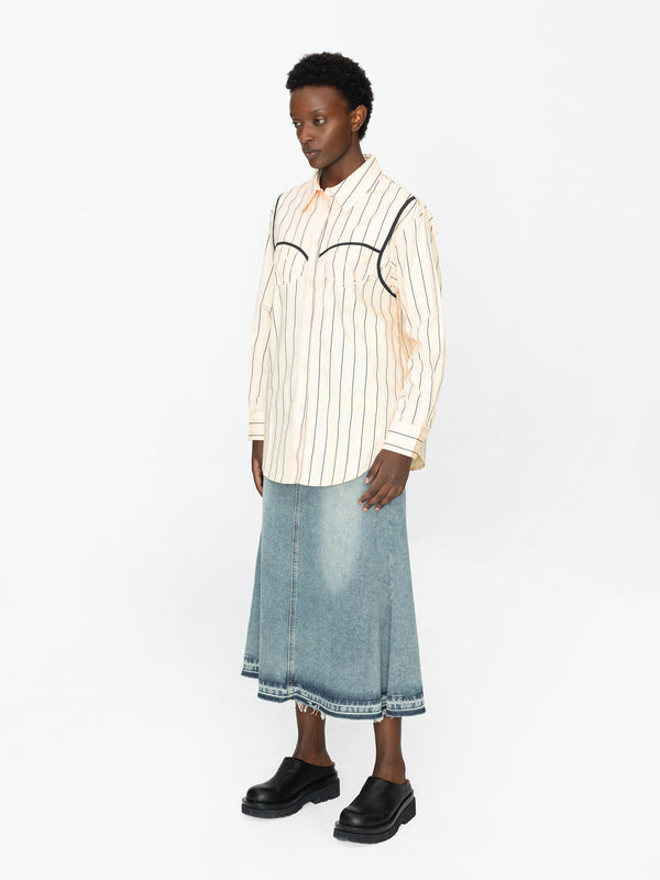 Cubic Corset Cup Striped Shirt Light Blue